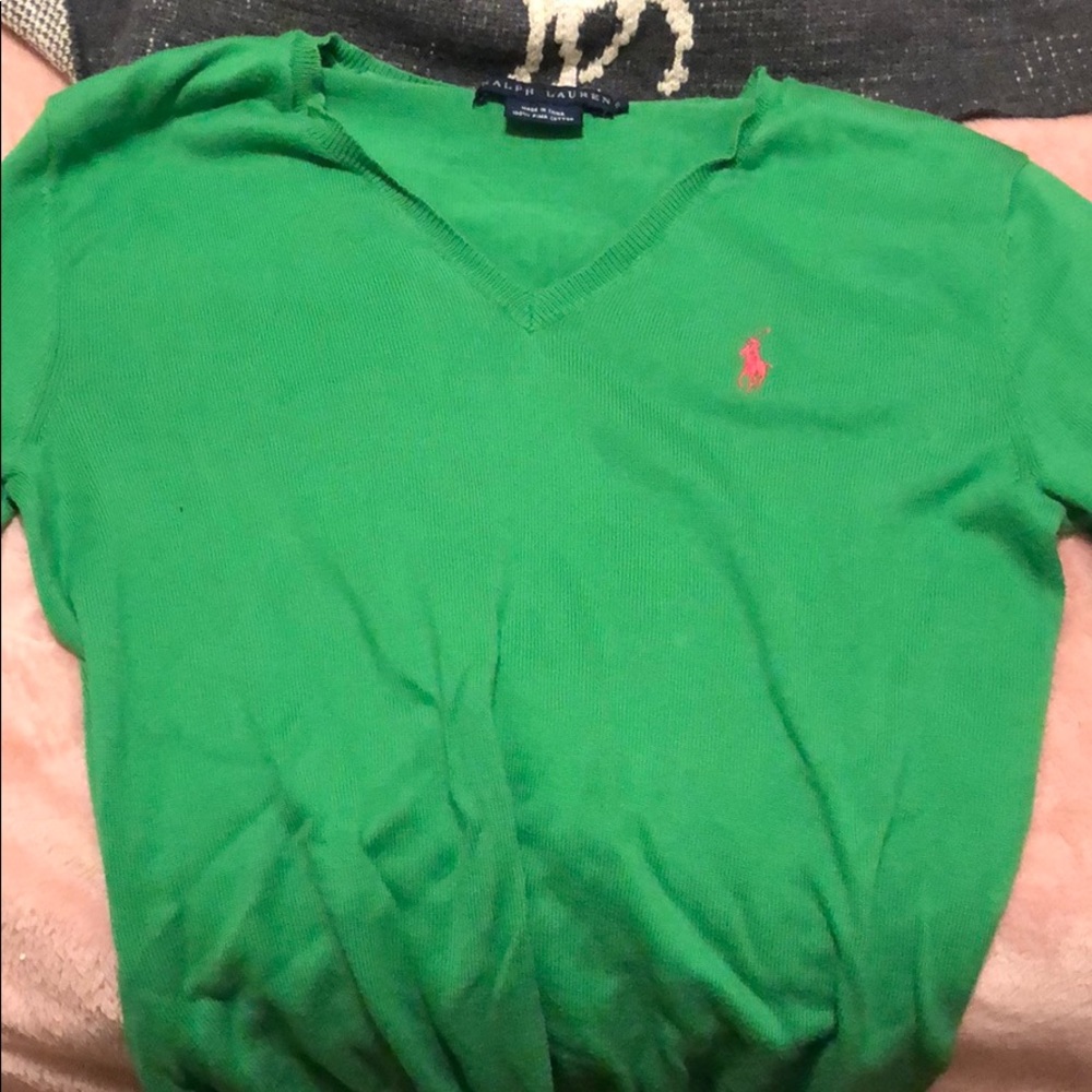 100% Pima Cotton V Neck Ralph Lauren Sweater 
